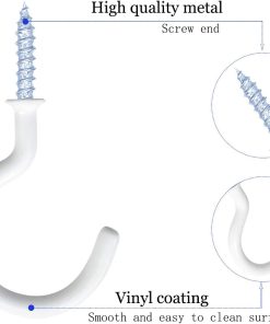Alternative view of 12 Pack Vinyl Coated Ceiling Hooks.Screw-in Mug Hooks.Multi-Function Wall Hooks Kitchen Hooks Cup Hooks for Indoors Outdoors (White. 1-1/4 Inch)