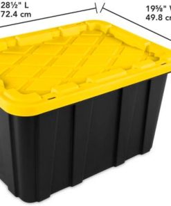 Alternative view of Sterilite 4-Pack 27 Gallon Industrial Storage Tote. Heavy-Duty Plastic Bins. Black/Yellow - Stackable Utility Organizers with Lids for Garage. Camping Tools. and Outdoor Gear