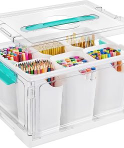 Vtopmart 24 QT Clear Plastic Craft Organizer with 6 Detachable Inserts. Art Supply and Tool Storage Box for Craft. Crayon.Pencils.1 Pack